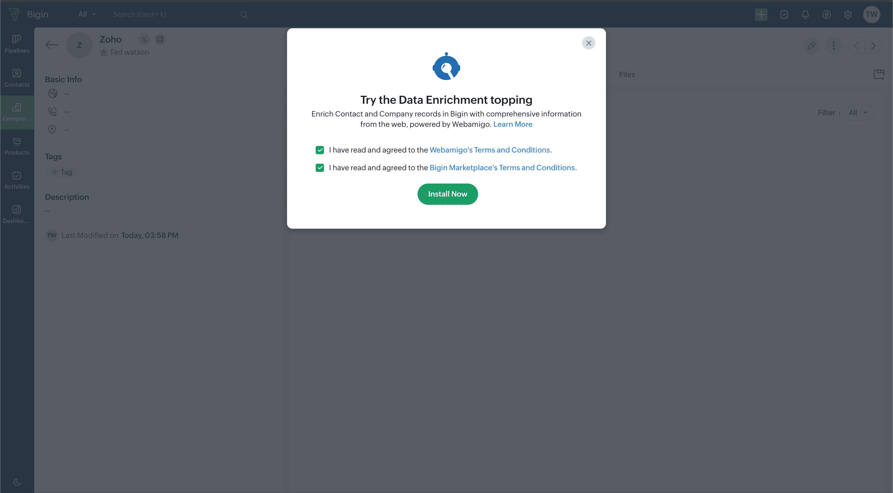 Install topping prompt