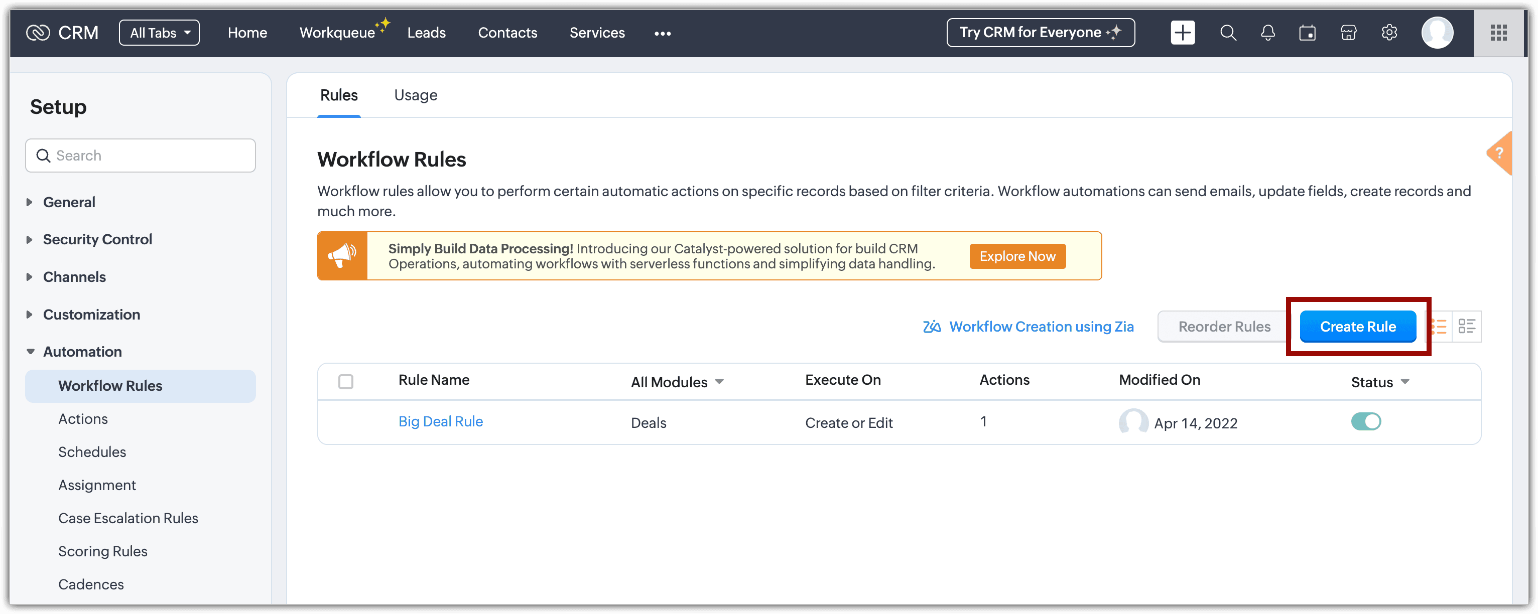 Create workflow rule