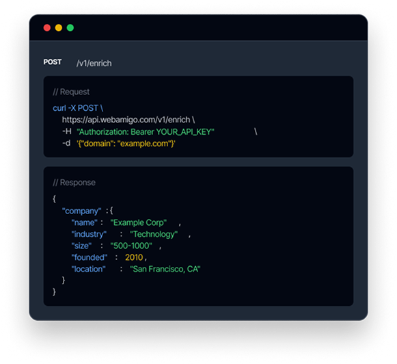 Company enrichment API reference preview
